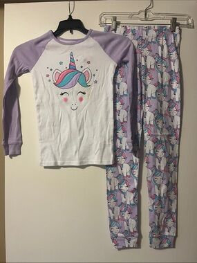 Girls' Lavender Unicorn Pajama Set - Long Sleeve Top & Pants